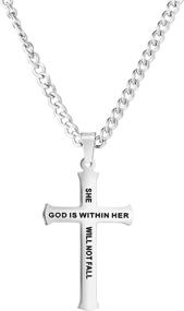 img 4 attached to 📿 Stylish Christian Bible Verse Necklace - Stainless Steel Cross Pendant Jewelry for Men