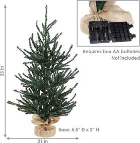 img 2 attached to 🎄 Sunnydaze 3-Foot Festive Pine Pre-Lit Christmas Tree - Green PVC Artificial Pine Tree with Steel Frame and Burlap Base - 27 Branch Tips - 70 LED Lights with Timer