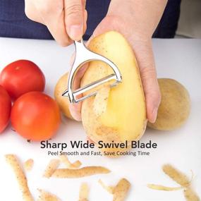 img 2 attached to Versatile Stainless Steel Y Peeler for Potatoes, Vegetables, Fruits, and Apples – Reliable Swivel Metal Peeler