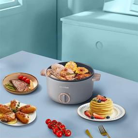 img 2 attached to 🍲 Hytric Mini Electric Multifunction Cooker, 1.5L Hot Pot for Shabu-Shabu, Stir Fry, Noodles, Pasta, Nonstick Sauté Pan, Dual Power Control Ramen Cooker for Dorm and Office