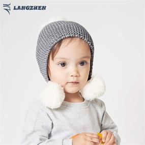 img 3 attached to 🧶 Winter Warm Knitted Baby Hats for Girls & Boys with Fleece Lining - LANGZHEN Pom Pom Beanies