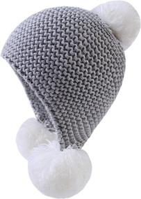 img 4 attached to 🧶 Winter Warm Knitted Baby Hats for Girls & Boys with Fleece Lining - LANGZHEN Pom Pom Beanies