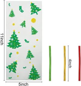 img 3 attached to Christmas Cellophane Bags Set: 100 Pieces Christmas Tree Patterns Treat Bags with 150 Twist Ties - Ideal for Festive Goodies and Party Supplies