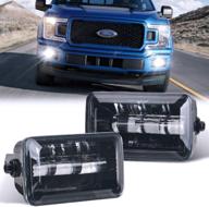обновленные передние противотуманные фары led tugwuetlwu 2019 для ford f150 2015-2020 f-150 super duty 4-дюймовые прямоугольные противотуманные фары ford bumper driving light (черные) логотип