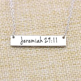 img 2 attached to 🔱 Christian Bar Necklace - Memgift Faith Jewelry with Bible Verse, Ideal Baptism & Birthday Gift for Women, Girls, and Sisters