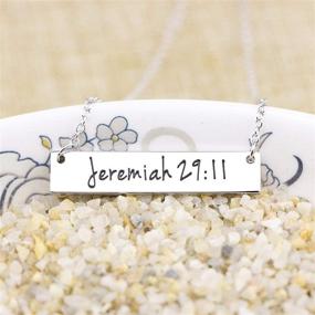 img 3 attached to 🔱 Christian Bar Necklace - Memgift Faith Jewelry with Bible Verse, Ideal Baptism & Birthday Gift for Women, Girls, and Sisters