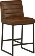 🪑 rivet decatur modern faux leather kitchen counter-height stool - stylish 37" dark brown stool on amazon logo