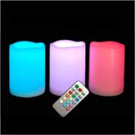 🕯️ versatile outdoor waterproof color changing led pillar candles: ideal decorative lighting for halloween, christmas & party centerpieces - remote controlled, battery operated, multi-color lights - 3"x4", 3 pack логотип