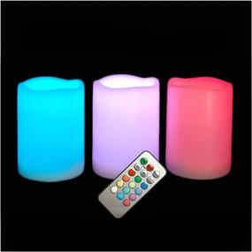 img 4 attached to 🕯️ Versatile Outdoor Waterproof Color Changing LED Pillar Candles: Ideal Decorative Lighting for Halloween, Christmas & Party Centerpieces - Remote controlled, Battery Operated, Multi-Color Lights - 3"x4", 3 Pack