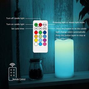 img 2 attached to 🕯️ Versatile Outdoor Waterproof Color Changing LED Pillar Candles: Ideal Decorative Lighting for Halloween, Christmas & Party Centerpieces - Remote controlled, Battery Operated, Multi-Color Lights - 3"x4", 3 Pack