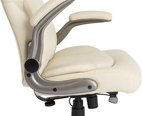 img 2 attached to AmazonCommercial Ergonomic High-Back Bonded Leather Executive Chair: Flip-Up Arms, Lumbar Support, Cream