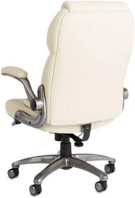 img 3 attached to AmazonCommercial Ergonomic High-Back Bonded Leather Executive Chair: Flip-Up Arms, Lumbar Support, Cream