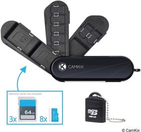 img 1 attached to 🔧 Swiss Army Knife Design Memory Card Storage Case: Organize and Read Multiple Cards (3 SD & 8 Micro SD) with Built-in Micro SD Reader (USB)