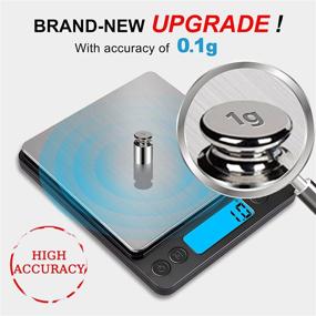 img 3 attached to 🥘 YONCON Digital Food Kitchen Scale Upgraded: High Accuracy Mini Pocket Scale for Cooking, Baking, Jewelry – 3000g/0.1g, Grams & oz, Tare Function, LCD Display, 2 Trays, Batteries Included