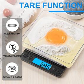 img 2 attached to 🥘 YONCON Digital Food Kitchen Scale Upgraded: High Accuracy Mini Pocket Scale for Cooking, Baking, Jewelry – 3000g/0.1g, Grams & oz, Tare Function, LCD Display, 2 Trays, Batteries Included