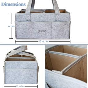 img 1 attached to 👶 Portable Baby Diaper Caddy Organizer - Gray Felt Tote Bag with Handles for Travel - Gender-Neutral Baby Car Organizer and Storage Basket