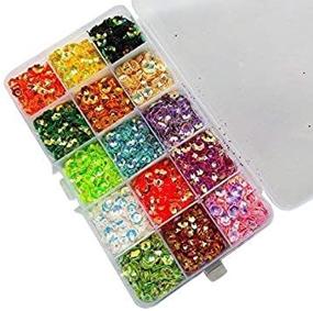 img 2 attached to 💐 Chenkou Craft 1 Box of 7500pcs Rainbow AB Flower Cup Sequin Flake for Wedding Christmas Clothes Jewelry - 15 Colors (6mm)