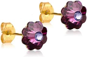 img 4 attached to 14k Gold Coated Stud Earrings: Colorful, Cute & Hypoallergenic Jewelry Gifts for Women & Girls