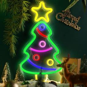 img 4 attached to 🎄 Captivating Joysky Christmas Tree Neon Signs: Mesmerizing Acrylic USB LED Lights for Festive Home Wall Decor, Bedroom, Party, Bar & Christmas Celebrations