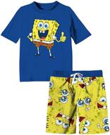 👕 spongebob squarepants boys swim trunk & rashguard set: the perfect beachwear combo! logo