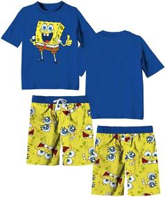 img 1 attached to 👕 Spongebob Squarepants Boys Swim Trunk & Rashguard Set: The Perfect Beachwear Combo!