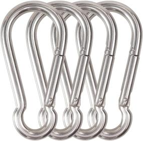 img 3 attached to 🔗 KEEPWAOO Carabiner Clip PH1009BKBlack: 3 Inch Heavy Duty Caribeaners - 6 Pack for Outdoor Activities, Camping Accessories, Keychains