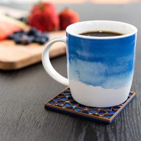 img 1 attached to 🍹 MOSAICANA Silicone Drink Coasters - Set of 4 Blue Shades Colored Coasters, 3.5" Inch Size - Protect Furniture from Water Marks and Damage - Universal Fit for All Cups