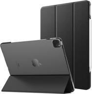 📱 moko case for ipad pro 12.9 inch 2021 (5th gen) - ultra slim translucent hard back shell with apple pencil charging support, smart cover, auto wake/sleep - black logo