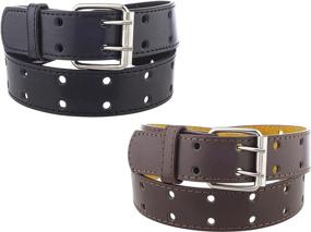 img 2 attached to 👦 Kids Faux Leather Double Hole Belt - Pack of 2