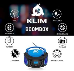 img 1 attached to 🔵 KLIM Boombox Портативная аудиосистема с FM-радио, CD-плеером, Bluetooth, MP3, USB, AUX | Включает перезаряжаемые аккумуляторы | Проводной и беспроводной режимы | Компактный, прочный | Новинка 2021 - Синий