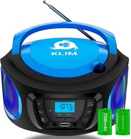 img 4 attached to 🔵 KLIM Boombox Портативная аудиосистема с FM-радио, CD-плеером, Bluetooth, MP3, USB, AUX | Включает перезаряжаемые аккумуляторы | Проводной и беспроводной режимы | Компактный, прочный | Новинка 2021 - Синий