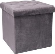 🪑 b fsobeiialeo storage ottoman cube – velvet tufted folding footstool with lid: stylish grey medium-sized seat for bedroom logo