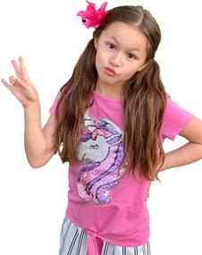 img 1 attached to 🦄 Sparkling Sequin Unicorn Shirt for Girls – Perfect for Tops, Tees & Blouses in Girls' Clothing