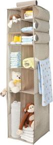 img 1 attached to 👶 mDesign Long Soft Fabric Over Closet Rod Hanging Storage Organizer - 12 Shelves, Side Pockets - Child/Kids Room or Nursery - Store Diapers, Wipes, Lotions, Toys - Taupe/Natural