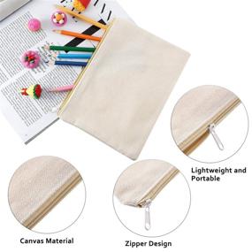 img 2 attached to 🎨 Versatile 10-Piece Cosmetic Bag Set: Zippered Canvas Makeup, Toiletry & Craft Pouches in Beige