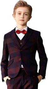 img 4 attached to 6 Piece Classy Plaid Slim 👔 Fit Suit Set for Boys by ELPA ELPA