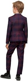 img 1 attached to 6 Piece Classy Plaid Slim 👔 Fit Suit Set for Boys by ELPA ELPA