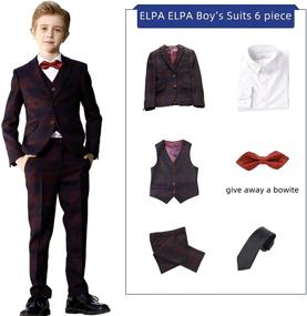 img 2 attached to 6 Piece Classy Plaid Slim 👔 Fit Suit Set for Boys by ELPA ELPA