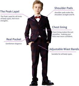 img 3 attached to 6 Piece Classy Plaid Slim 👔 Fit Suit Set for Boys by ELPA ELPA