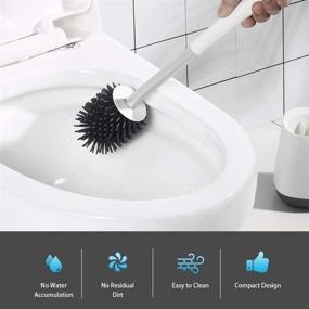 img 4 attached to 🚽 White Floor Standing Toilet Bowl Cleaning Brush Set - POPTEN Silicone Bristles & TPR Soft Bristle with Holder for Bathroom Storage and Organization