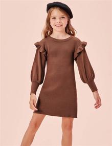 img 3 attached to 🍑 Danna Belle Apricot Sweater Sleeve Girls' Clothing and Dresses