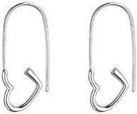 💖 sterling silver safety pin heart love dangle drop small hoop earrings - personalized fish hook hollow huggie hoops for women, teen girls - hypoallergenic, sensitive ears - ideal gifts for girlfriend, daughter (31mm) logo