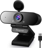 🎥 full hd 1080p webcam with stereo microphone and privacy cover, usb terminal, 110 ° wide-angle - ideal for conferencing, distance learning, meeting, video chatting, calling, team gaming, and more (black) logo