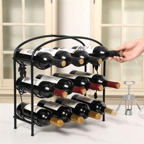 img 2 attached to Стильная и компактная черная винная полка на столешнице: современный дизайн виноградной лозы, металлическое самостоятельное хранение для 12 бутылок вина.