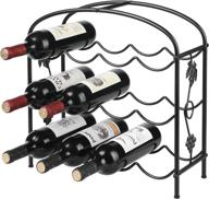 стильная и компактная черная винная полка на столешнице: современный дизайн виноградной лозы, металлическое самостоятельное хранение для 12 бутылок вина. логотип