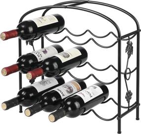 img 4 attached to Стильная и компактная черная винная полка на столешнице: современный дизайн виноградной лозы, металлическое самостоятельное хранение для 12 бутылок вина.