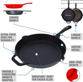 img 3 attached to 🍳 Victoria 12 Inch Black Cast Iron Skillet: Large Frying Pan with Helper Handle, Seasoned with Non-GMO Flaxseed Oil - Kosher Certified