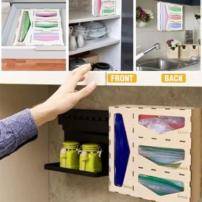 img 1 attached to 🍽️ Kitchen Drawer Food Storage Bag Organizer & Dispenser - Wood Organizer for Gallon, Quart, Sandwich, & Snack Bags