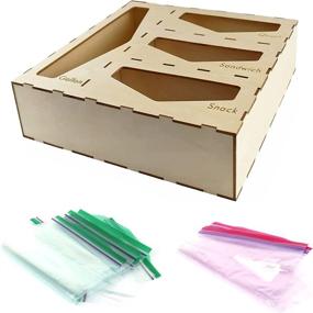 img 4 attached to 🍽️ Kitchen Drawer Food Storage Bag Organizer & Dispenser - Wood Organizer for Gallon, Quart, Sandwich, & Snack Bags