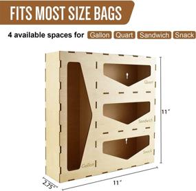 img 3 attached to 🍽️ Kitchen Drawer Food Storage Bag Organizer & Dispenser - Wood Organizer for Gallon, Quart, Sandwich, & Snack Bags